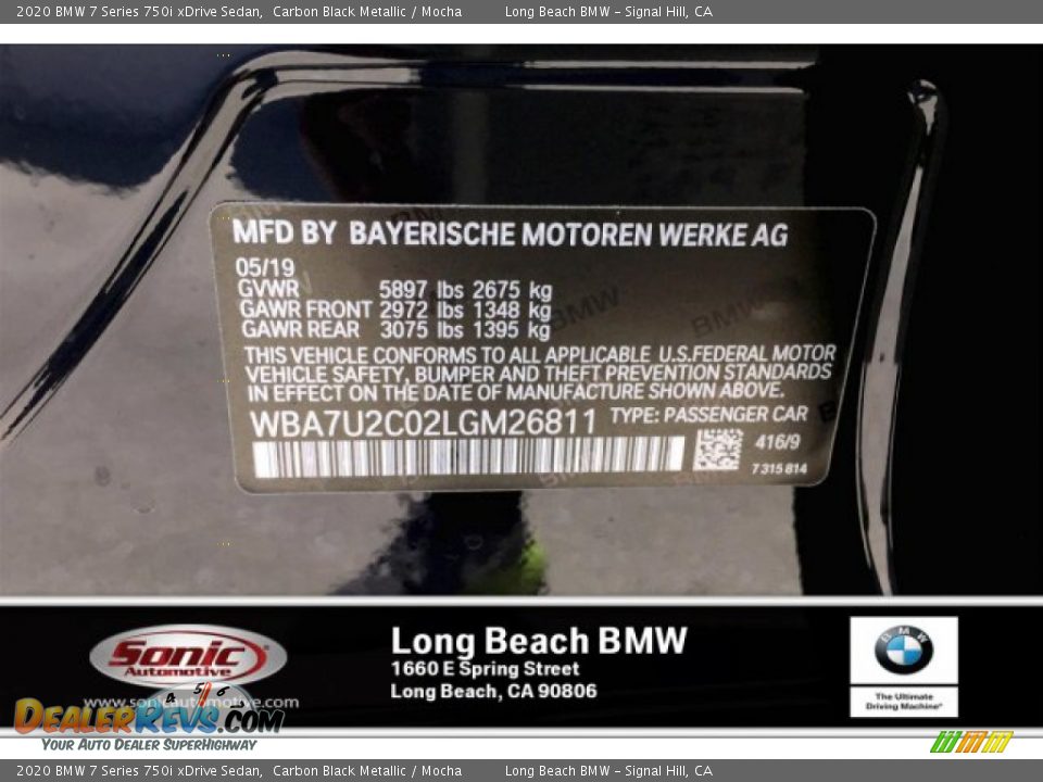 2020 BMW 7 Series 750i xDrive Sedan Carbon Black Metallic / Mocha Photo #11