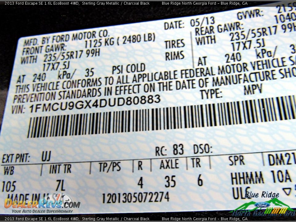 2013 Ford Escape SE 1.6L EcoBoost 4WD Sterling Gray Metallic / Charcoal Black Photo #23