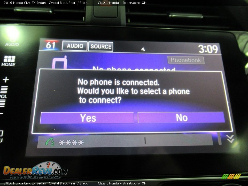 2016 Honda Civic EX Sedan Crystal Black Pearl / Black Photo #36