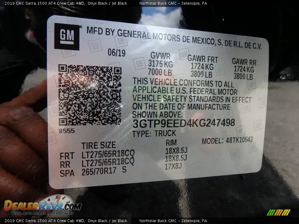 2019 GMC Sierra 1500 AT4 Crew Cab 4WD Onyx Black / Jet Black Photo #16