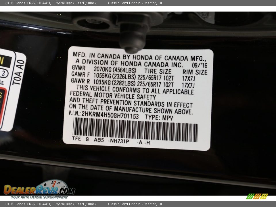 2016 Honda CR-V EX AWD Crystal Black Pearl / Black Photo #25