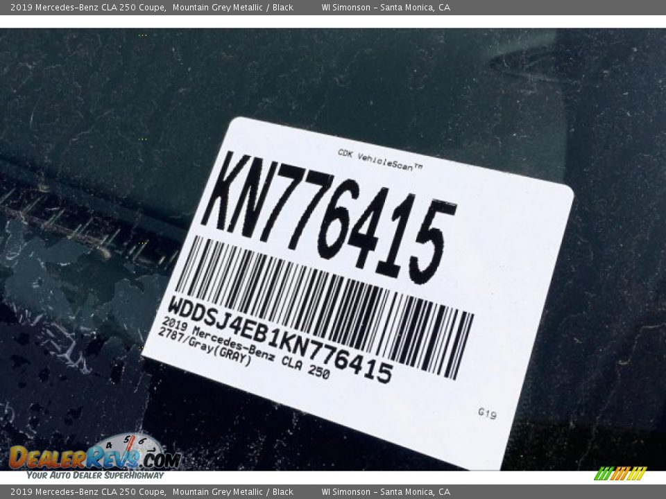 2019 Mercedes-Benz CLA 250 Coupe Mountain Grey Metallic / Black Photo #11