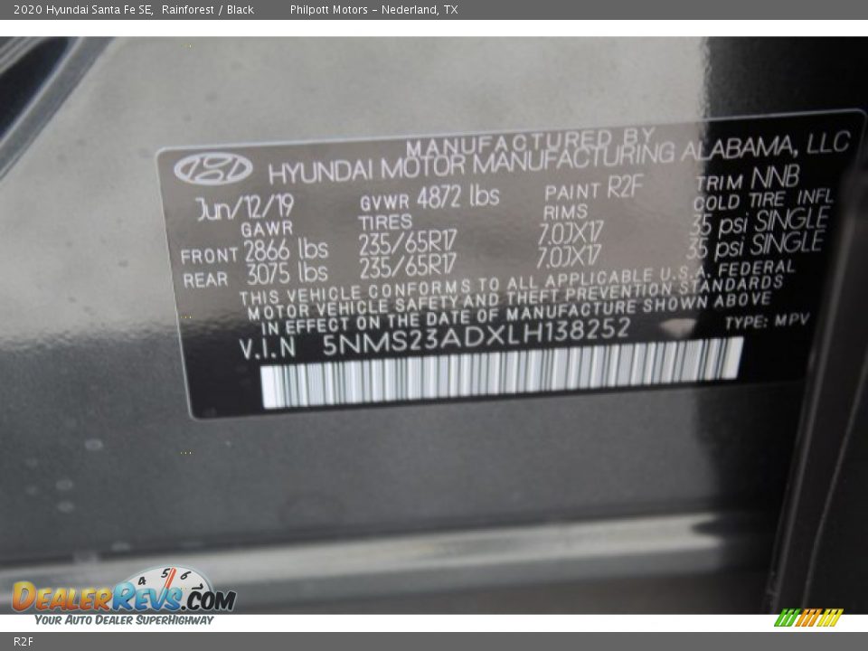 Hyundai Color Code R2F Rainforest