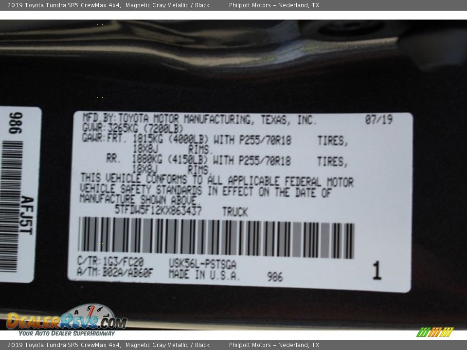 2019 Toyota Tundra SR5 CrewMax 4x4 Magnetic Gray Metallic / Black Photo #25