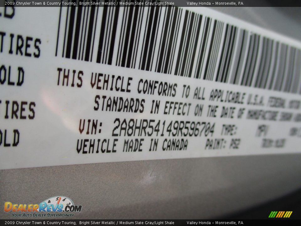 2009 Chrysler Town & Country Touring Bright Silver Metallic / Medium Slate Gray/Light Shale Photo #19