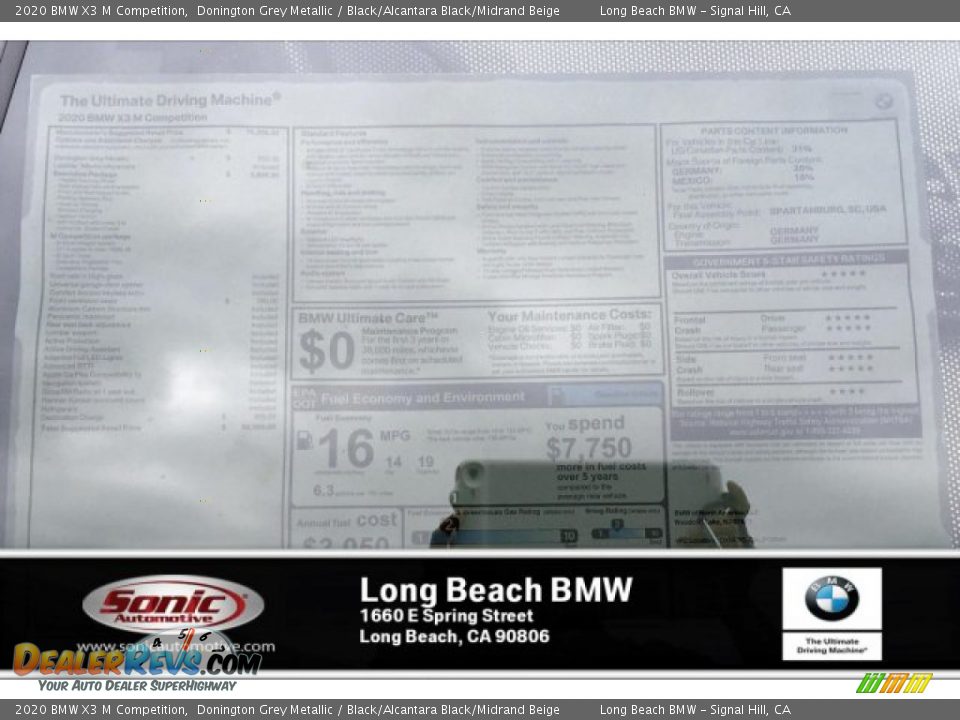 2020 BMW X3 M Competition Donington Grey Metallic / Black/Alcantara Black/Midrand Beige Photo #10