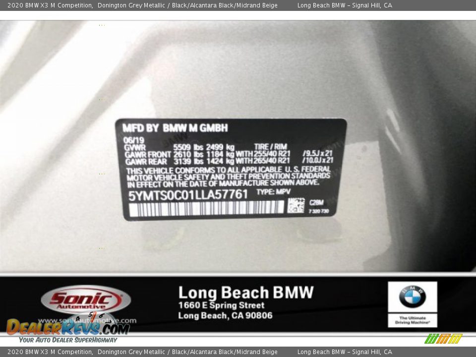 2020 BMW X3 M Competition Donington Grey Metallic / Black/Alcantara Black/Midrand Beige Photo #11