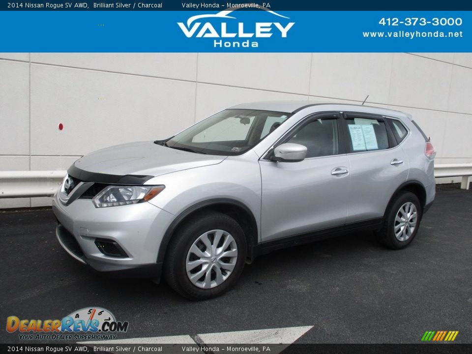2014 Nissan Rogue SV AWD Brilliant Silver / Charcoal Photo #1