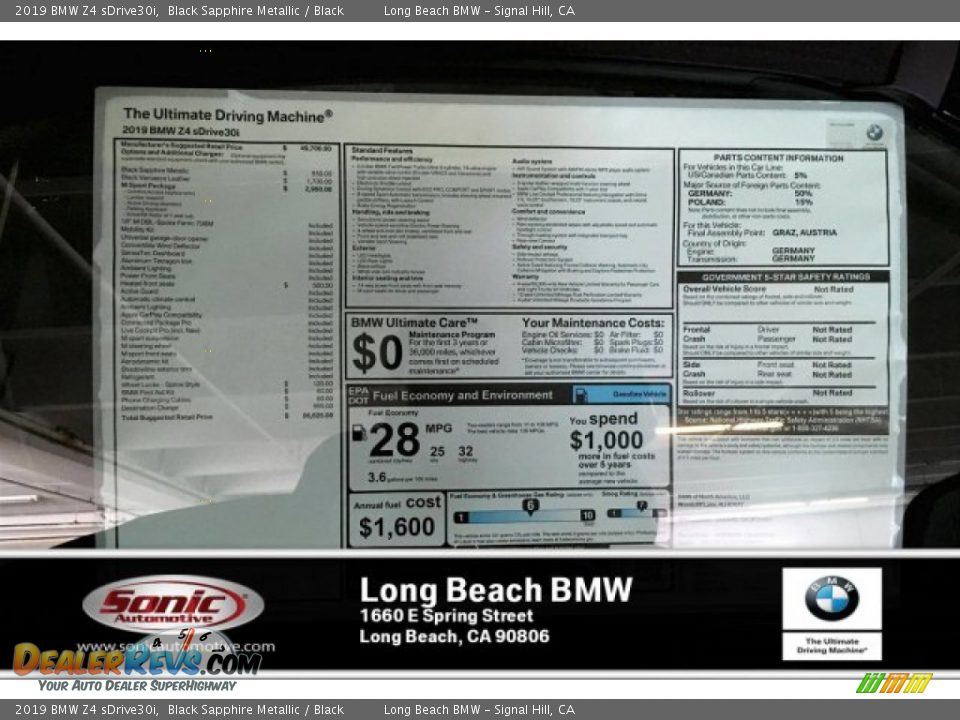 2019 BMW Z4 sDrive30i Black Sapphire Metallic / Black Photo #10