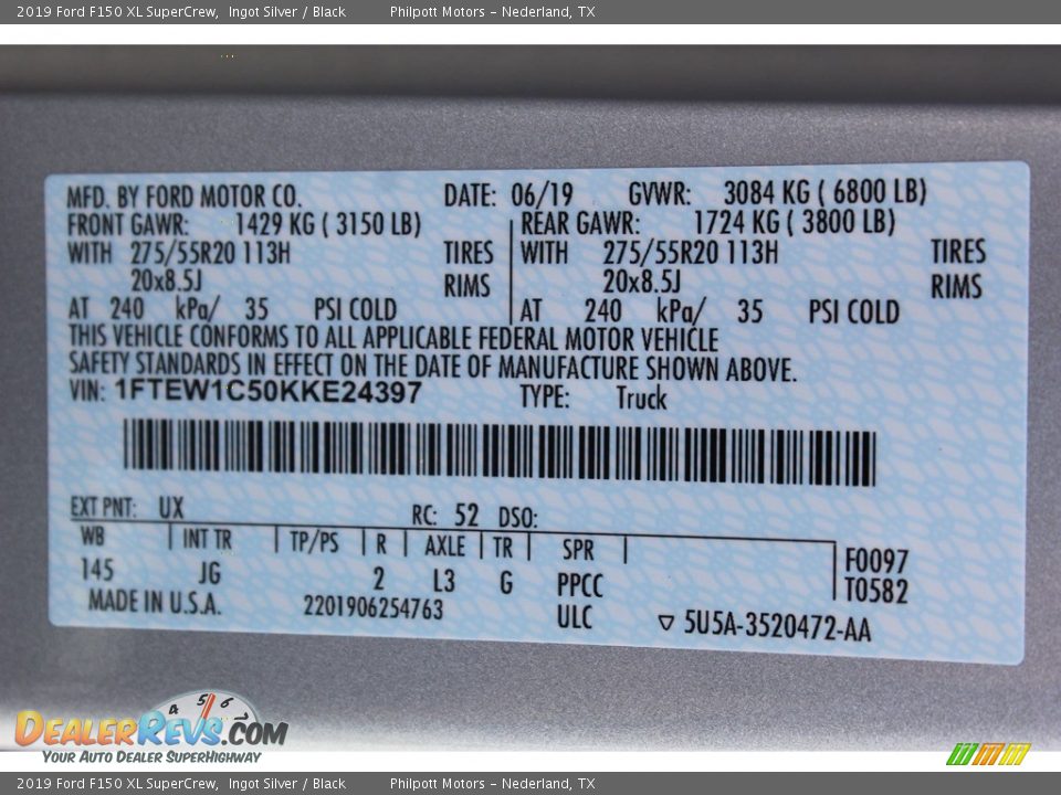 2019 Ford F150 XL SuperCrew Ingot Silver / Black Photo #24