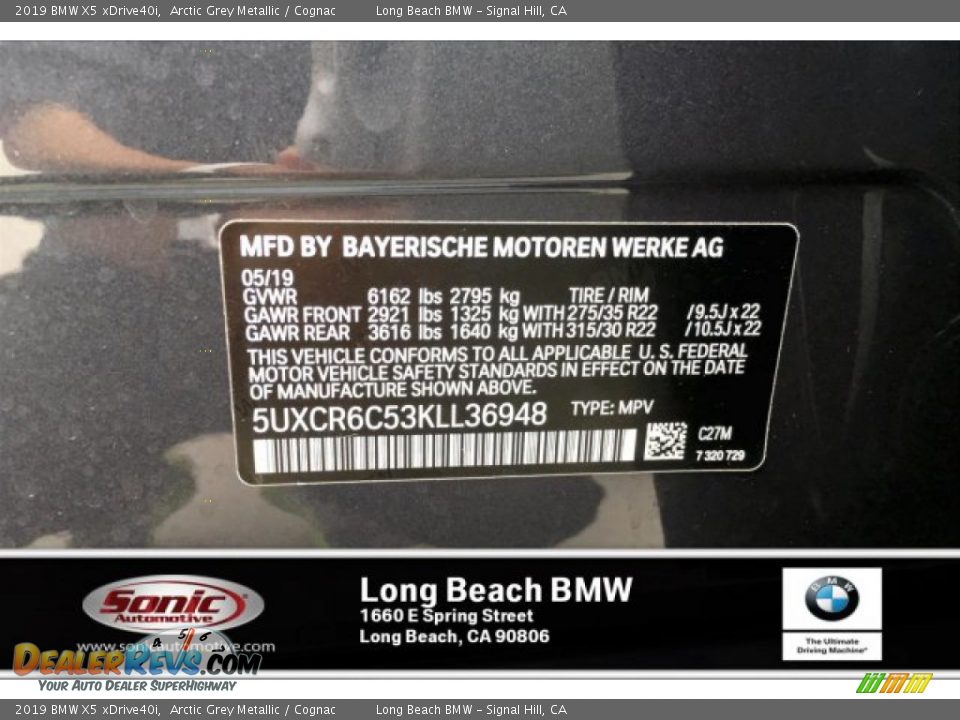 2019 BMW X5 xDrive40i Arctic Grey Metallic / Cognac Photo #11
