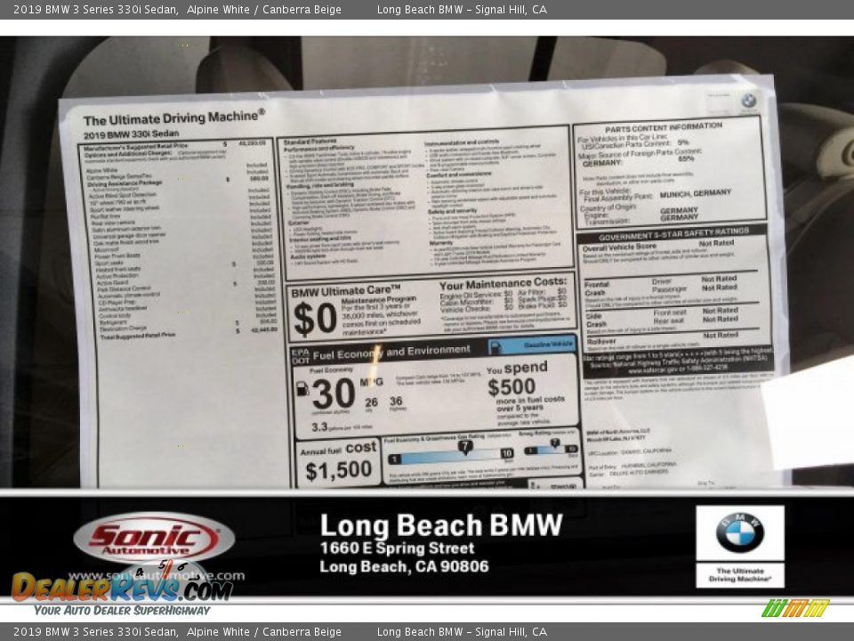 2019 BMW 3 Series 330i Sedan Alpine White / Canberra Beige Photo #10