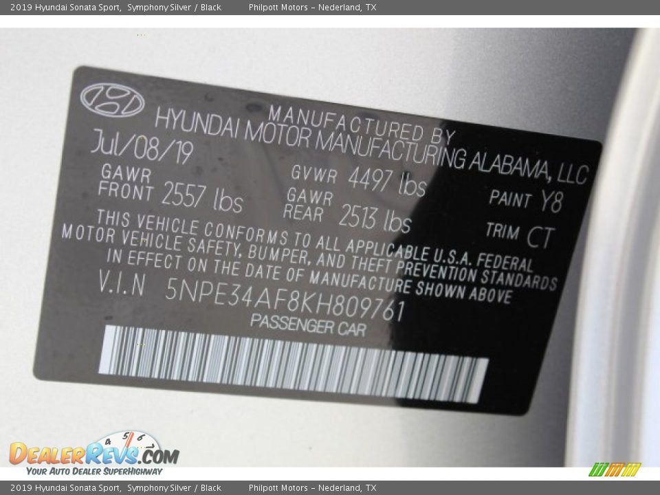 2019 Hyundai Sonata Sport Symphony Silver / Black Photo #25