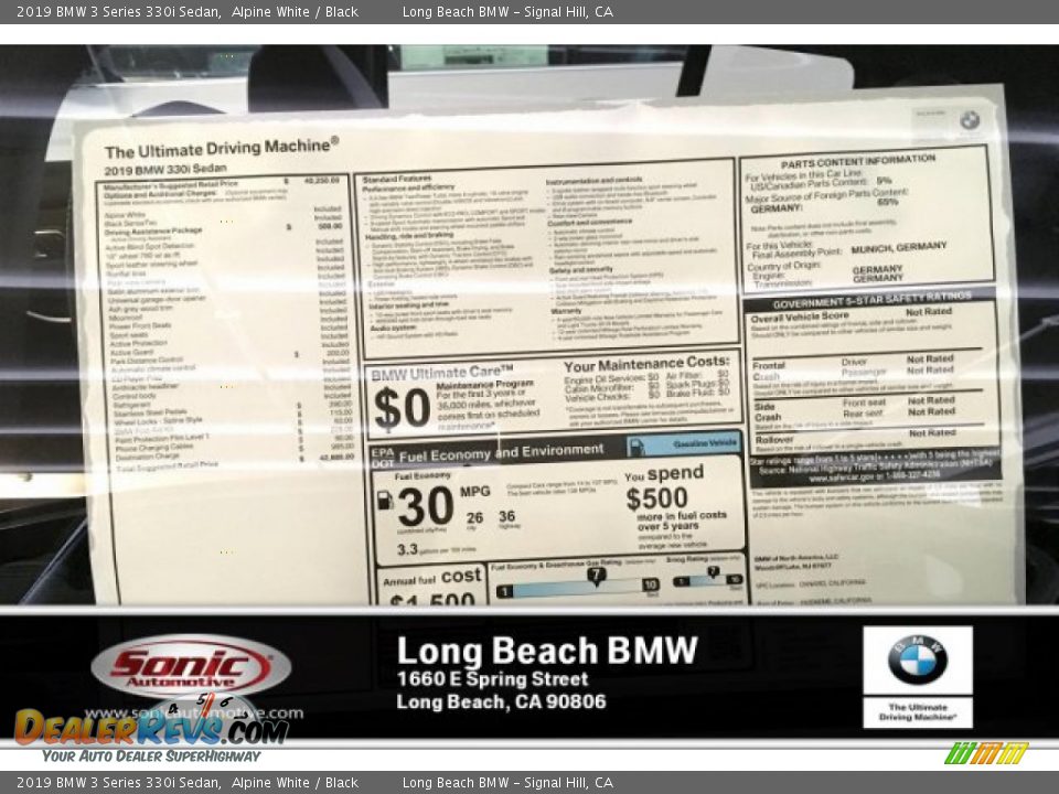 2019 BMW 3 Series 330i Sedan Alpine White / Black Photo #11