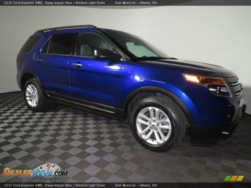 2015 Ford Explorer 4WD Deep Impact Blue / Medium Light Stone Photo #2