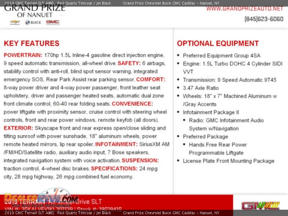 2019 GMC Terrain SLT AWD Red Quartz Tintcoat / Jet Black Photo #10