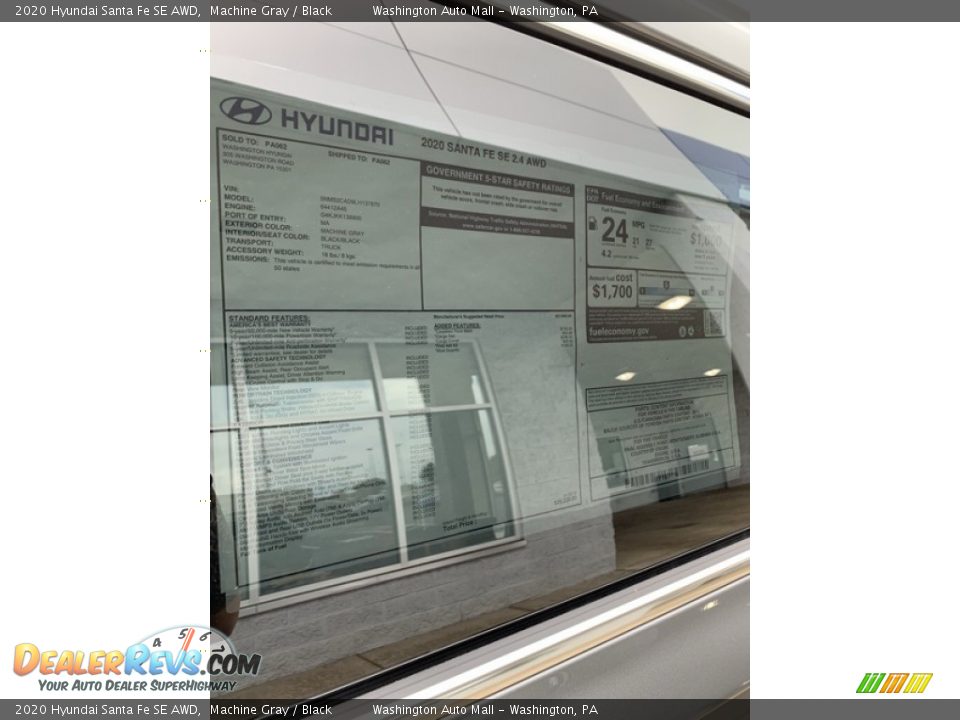 2020 Hyundai Santa Fe SE AWD Machine Gray / Black Photo #16