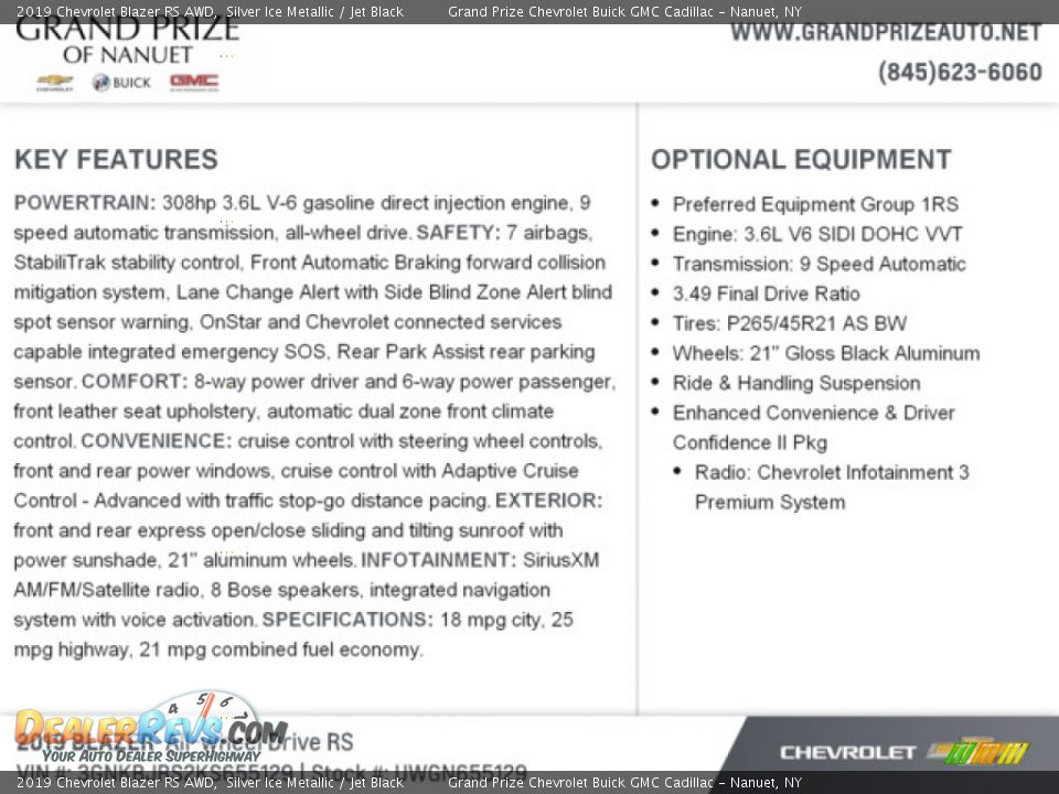 2019 Chevrolet Blazer RS AWD Silver Ice Metallic / Jet Black Photo #10