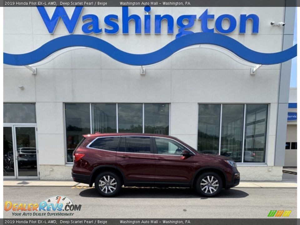 2019 Honda Pilot EX-L AWD Deep Scarlet Pearl / Beige Photo #1