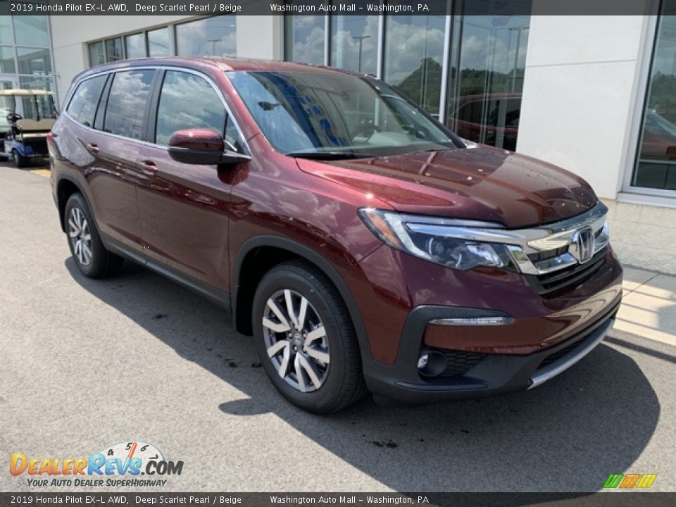 2019 Honda Pilot EX-L AWD Deep Scarlet Pearl / Beige Photo #2
