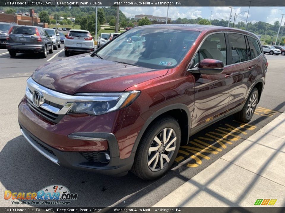 2019 Honda Pilot EX-L AWD Deep Scarlet Pearl / Beige Photo #4