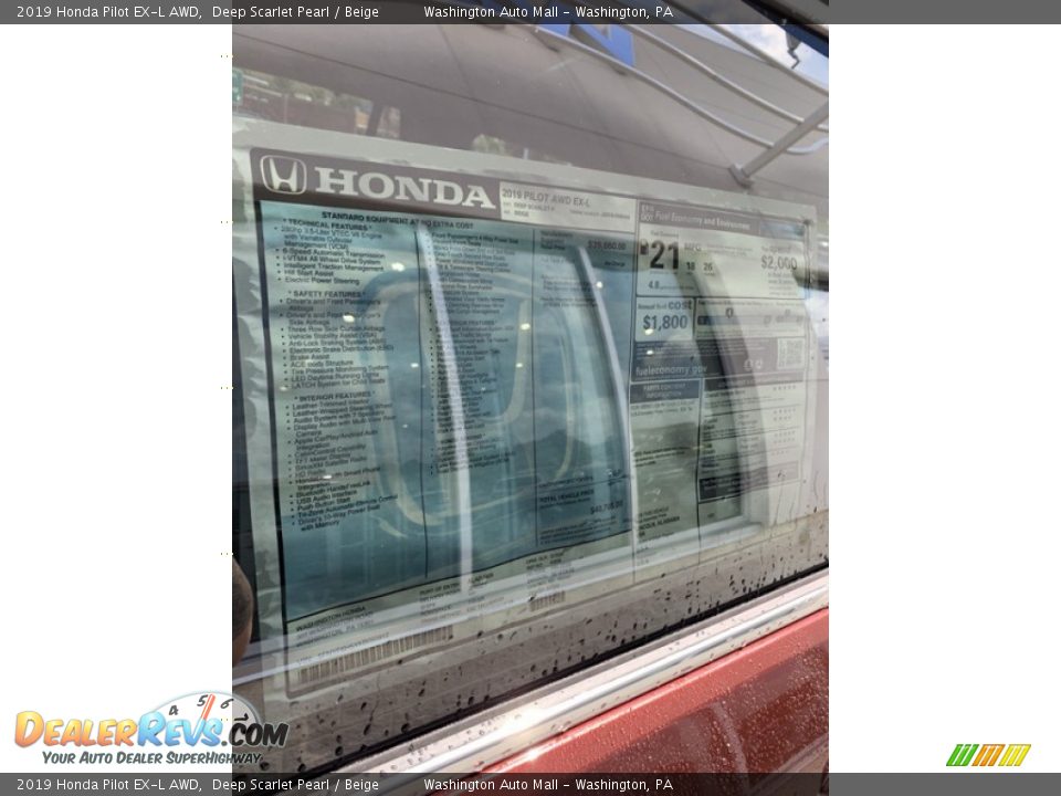 2019 Honda Pilot EX-L AWD Deep Scarlet Pearl / Beige Photo #15