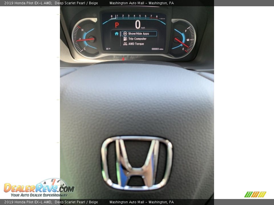 2019 Honda Pilot EX-L AWD Deep Scarlet Pearl / Beige Photo #36