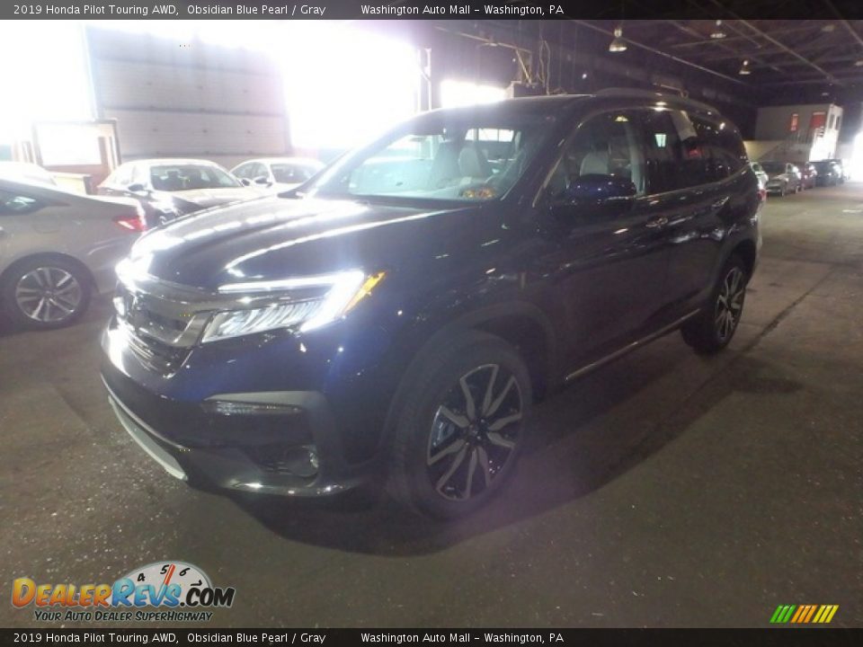 2019 Honda Pilot Touring AWD Obsidian Blue Pearl / Gray Photo #4