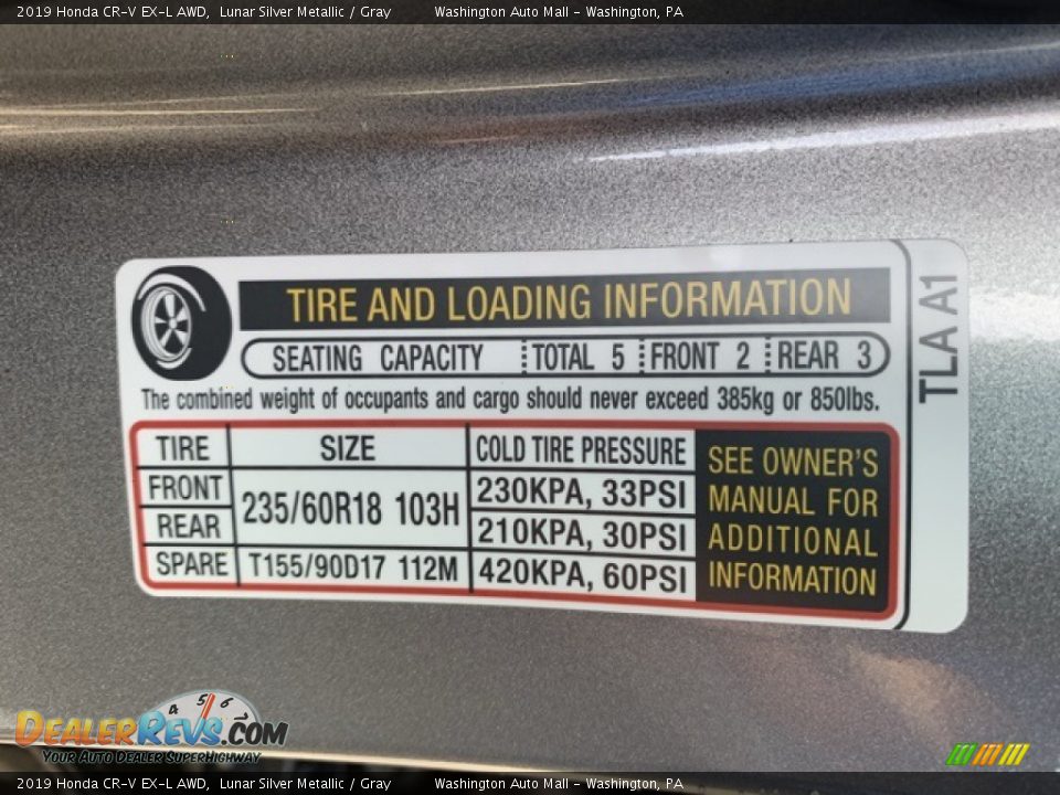 2019 Honda CR-V EX-L AWD Lunar Silver Metallic / Gray Photo #8
