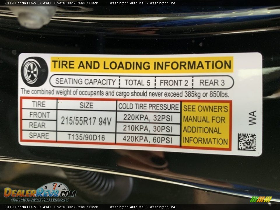 2019 Honda HR-V LX AWD Crystal Black Pearl / Black Photo #8