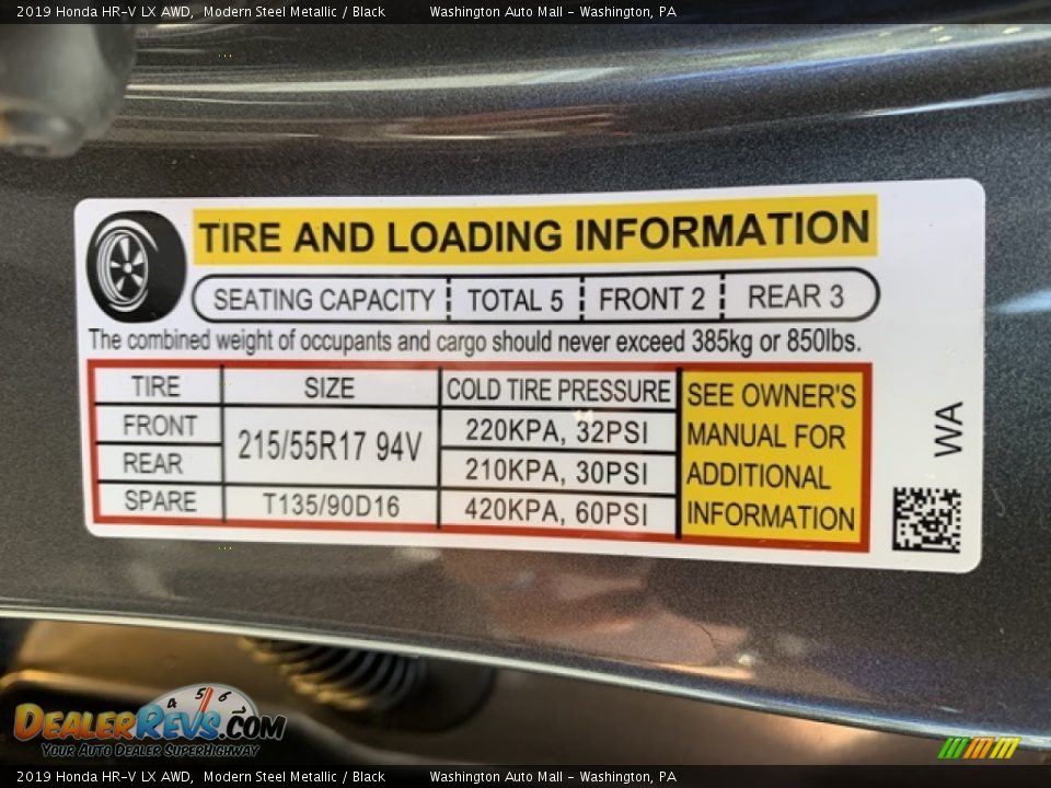 2019 Honda HR-V LX AWD Modern Steel Metallic / Black Photo #8