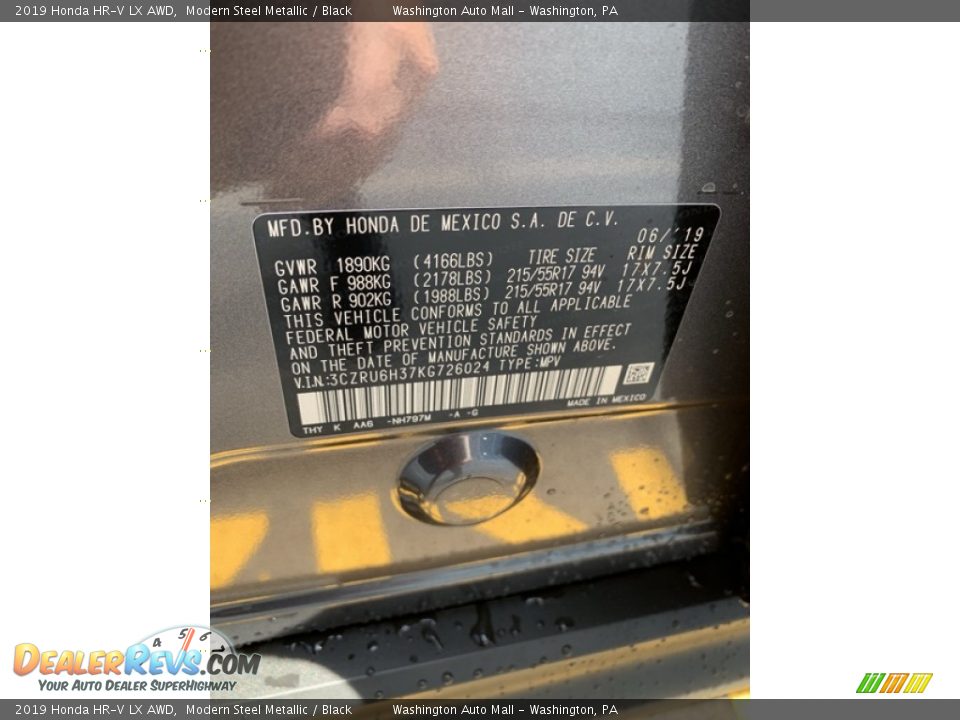 2019 Honda HR-V LX AWD Modern Steel Metallic / Black Photo #9