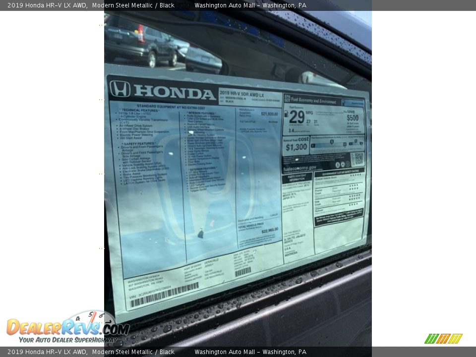 2019 Honda HR-V LX AWD Modern Steel Metallic / Black Photo #15