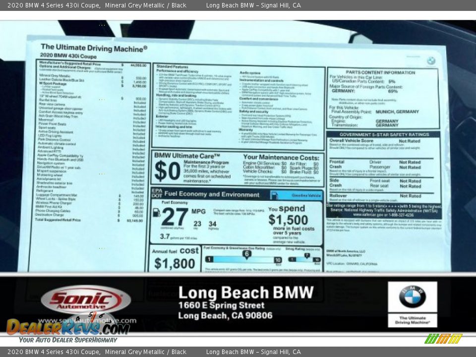 2020 BMW 4 Series 430i Coupe Mineral Grey Metallic / Black Photo #10