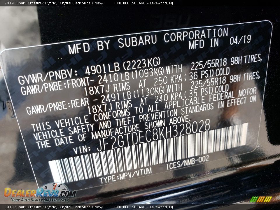 2019 Subaru Crosstrek Hybrid Crystal Black Silica / Navy Photo #9