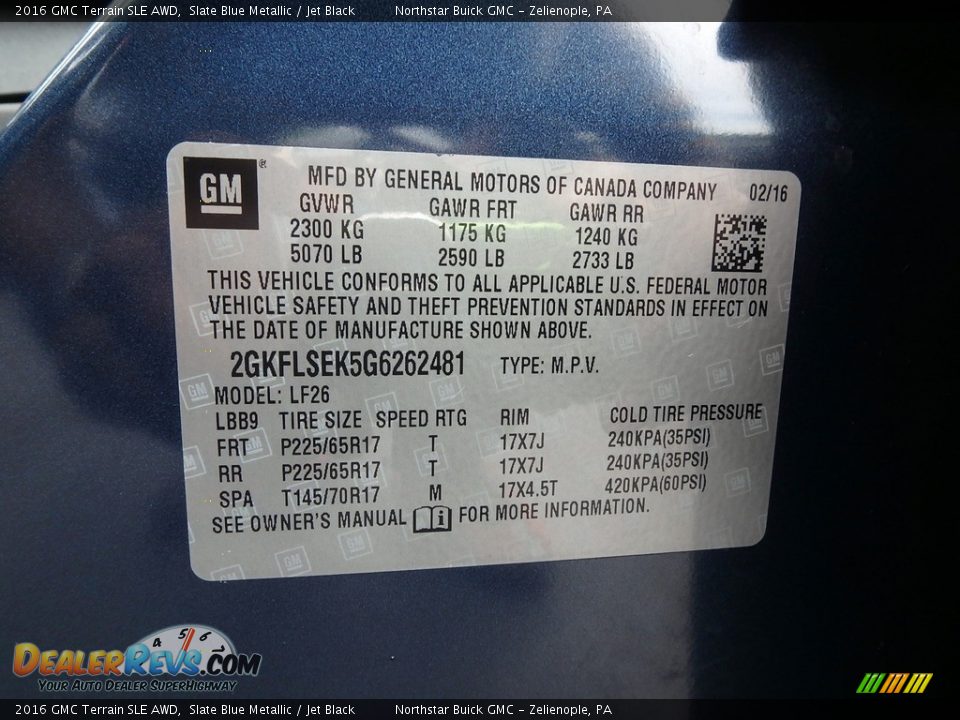 2016 GMC Terrain SLE AWD Slate Blue Metallic / Jet Black Photo #21