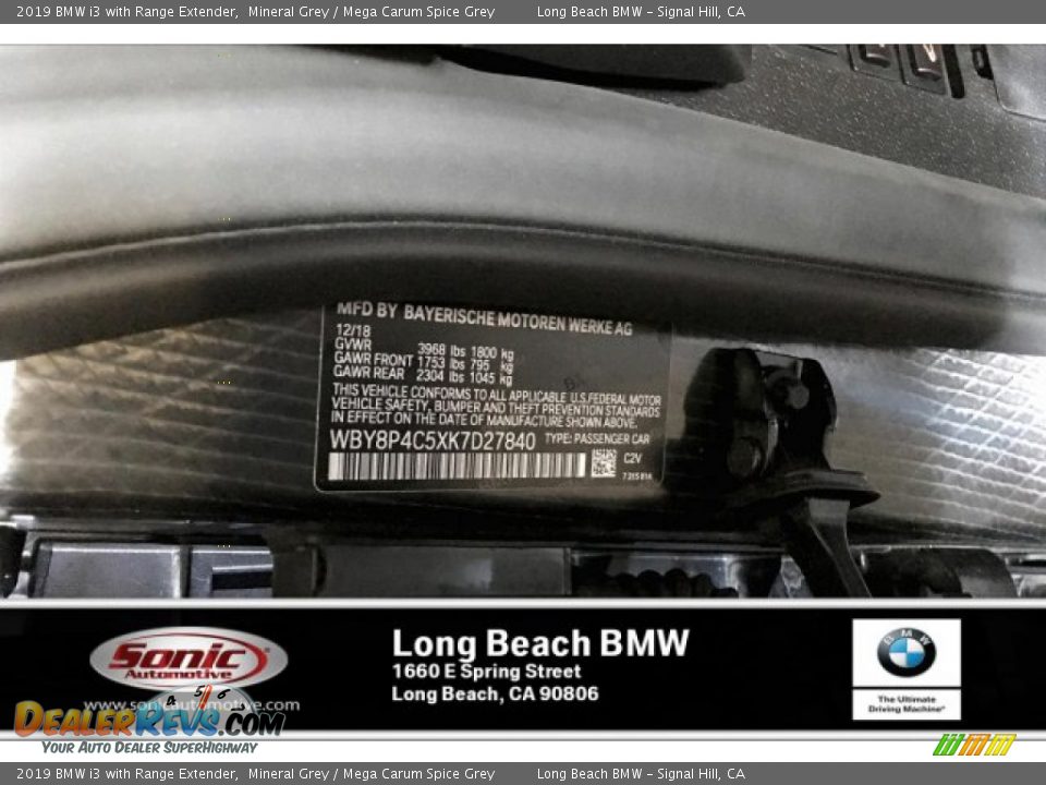 2019 BMW i3 with Range Extender Mineral Grey / Mega Carum Spice Grey Photo #11