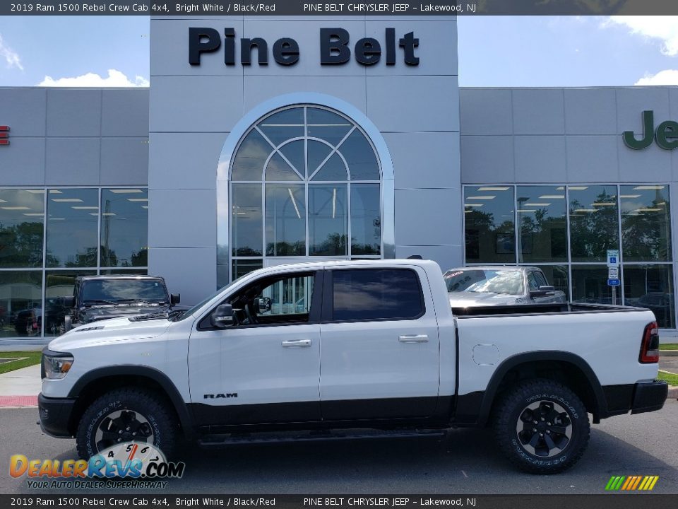 2019 Ram 1500 Rebel Crew Cab 4x4 Bright White / Black/Red Photo #3