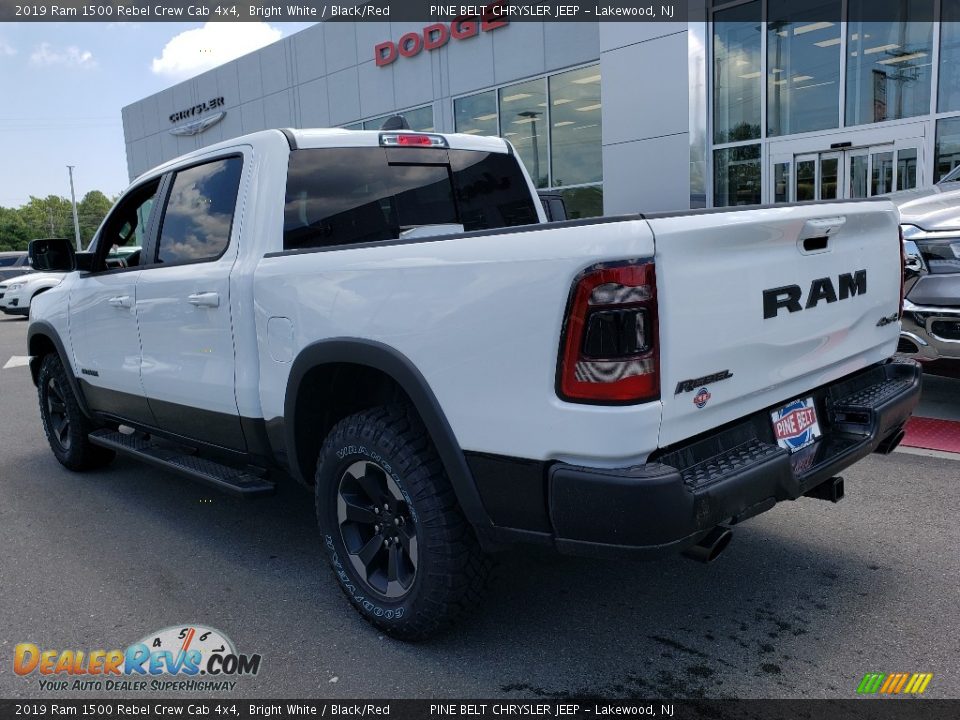 2019 Ram 1500 Rebel Crew Cab 4x4 Bright White / Black/Red Photo #4