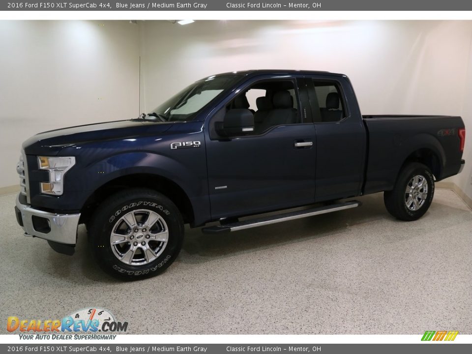 2016 Ford F150 XLT SuperCab 4x4 Blue Jeans / Medium Earth Gray Photo #3