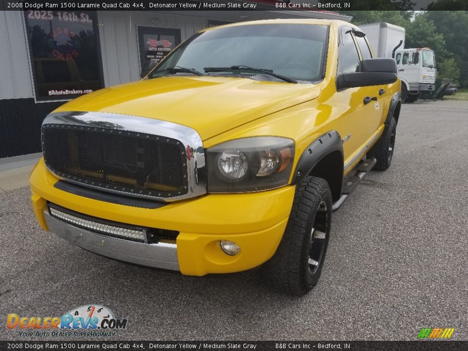 2008 Dodge Ram 1500 Laramie Quad Cab 4x4 Detonator Yellow / Medium Slate Gray Photo #11