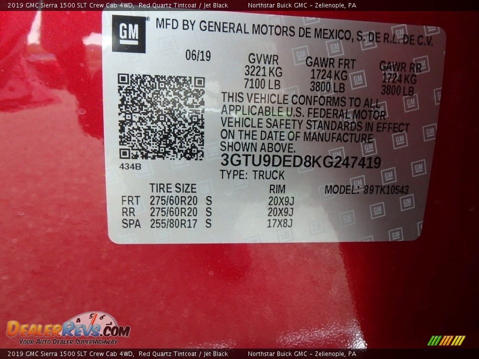 2019 GMC Sierra 1500 SLT Crew Cab 4WD Red Quartz Tintcoat / Jet Black Photo #10