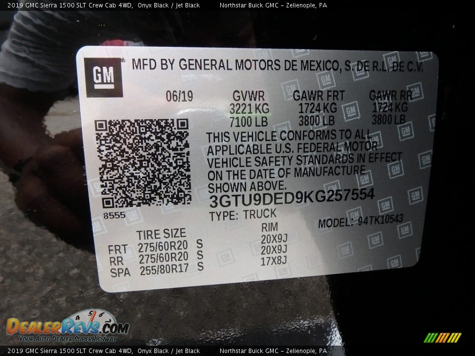 2019 GMC Sierra 1500 SLT Crew Cab 4WD Onyx Black / Jet Black Photo #10