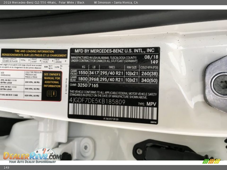 Mercedes-Benz Color Code 149 Polar White