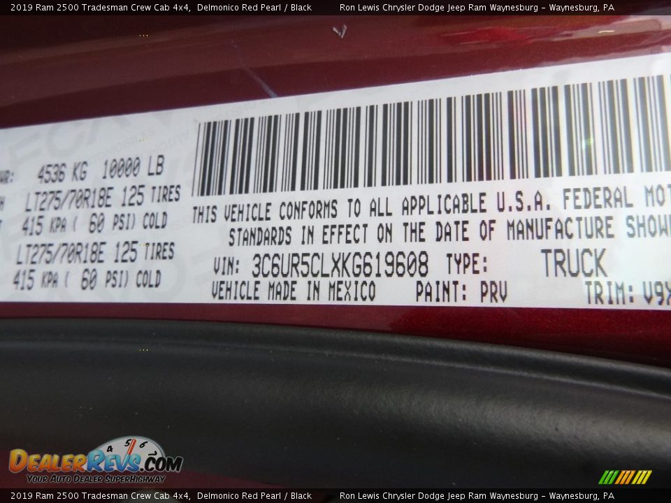 2019 Ram 2500 Tradesman Crew Cab 4x4 Delmonico Red Pearl / Black Photo #14