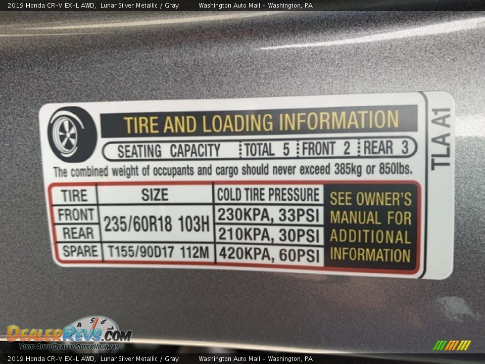2019 Honda CR-V EX-L AWD Lunar Silver Metallic / Gray Photo #8