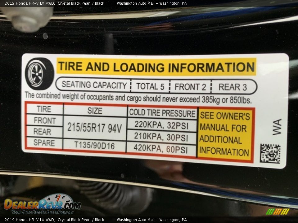 2019 Honda HR-V LX AWD Crystal Black Pearl / Black Photo #8
