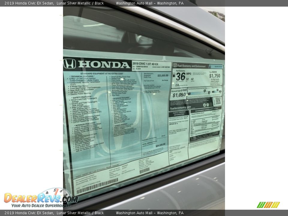 2019 Honda Civic EX Sedan Lunar Silver Metallic / Black Photo #15