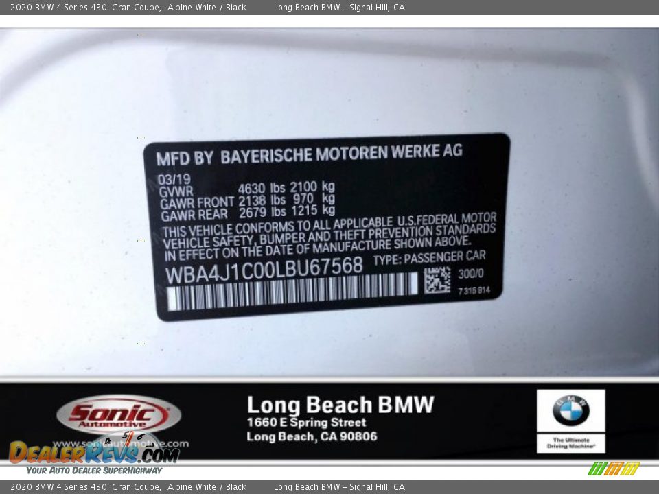 2020 BMW 4 Series 430i Gran Coupe Alpine White / Black Photo #11