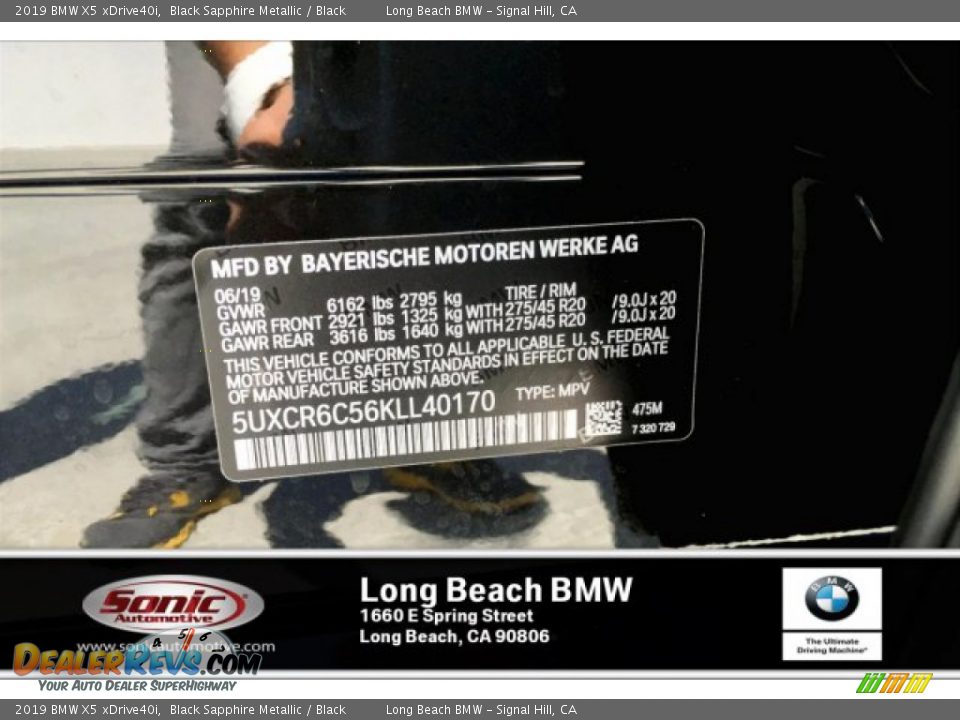 2019 BMW X5 xDrive40i Black Sapphire Metallic / Black Photo #11